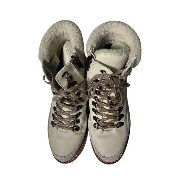 Blondo Natasia Waterproof Ankle Boots Women Beige Leather Suede Sherpa - Picture 11 of 12